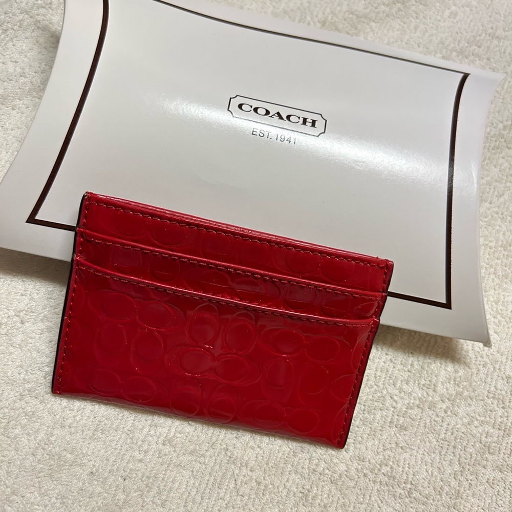 COPY - Coach Red Leather Key Card Holder